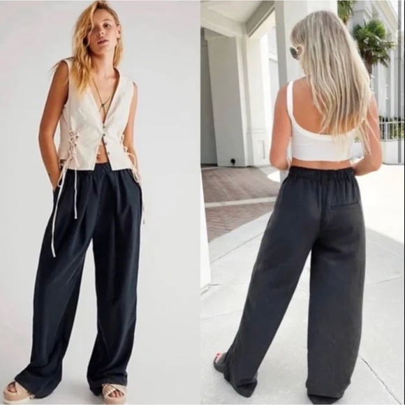 Free People Pants - Free People Wide Leg Pants Medium Black Boho Nothin to Say